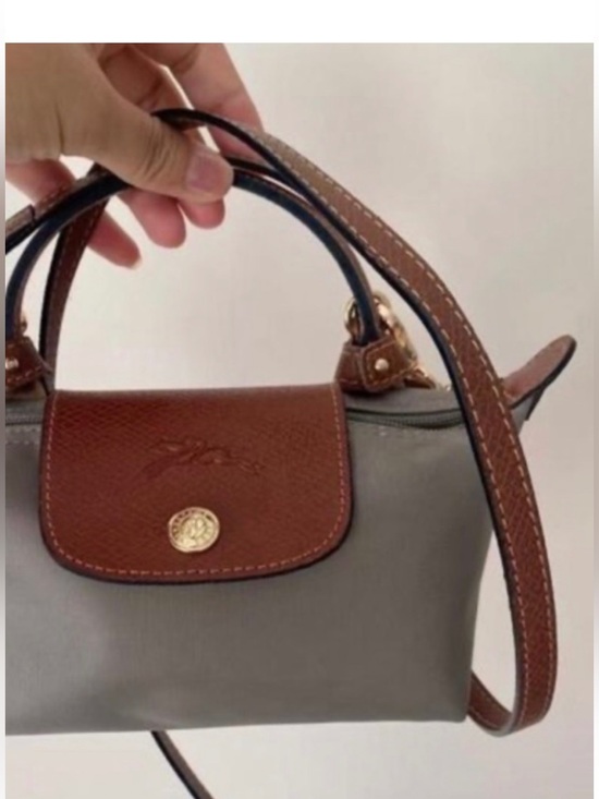 Longchamp Handbags - Longchamp mini le pliage XS gray brown Compact Top-Handle Bag leather